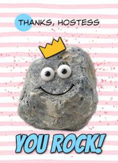 Hostess Thank You Rock Wearing a Crown