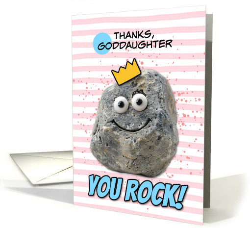 Goddaughter Thank You Rock Wearing a Crown card (1870438)