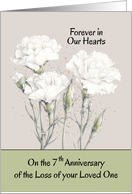 7th Year Anniversary Loss of Loved One White Carnations card