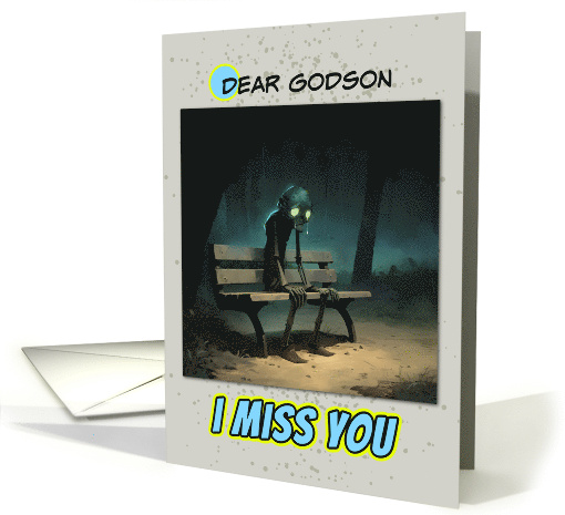 Godson Miss You Sad Zombie on a Park Bench card (1871348)