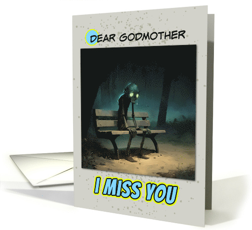 Godmother Miss You Sad Zombie on a Park Bench card (1871350)