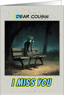 Cousin Miss You Sad Zombie on a Park Bench card