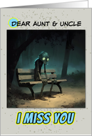 Aunt and Uncle Miss You Sad Zombie on a Park Bench card