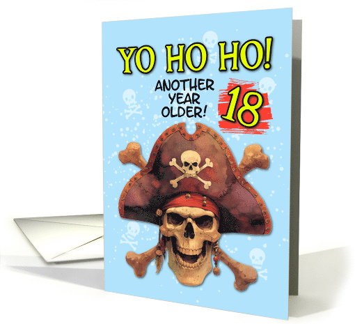 18 Years Old Happy Birthday Pirate Skull and Crossbones card (1871714)