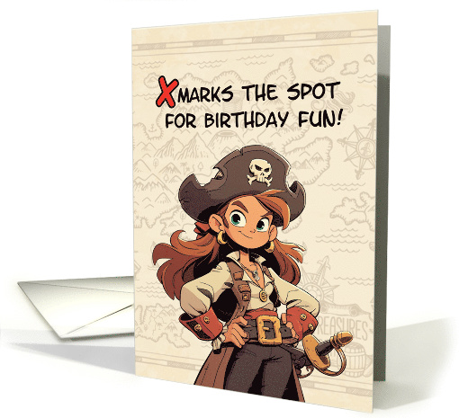 Happy Birthday Cartoon Female Pirate Captain card (1871790)