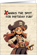 Happy Birthday Cartoon Female Pirate Captain card