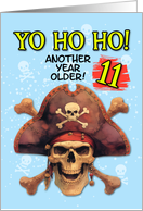 11 Years Old Happy Birthday Pirate Skull and Crossbones card