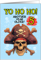 5 Years Old Happy Birthday Pirate Skull and Crossbones card