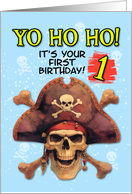 1 Year Old Happy Birthday Pirate Skull and Crossbones card