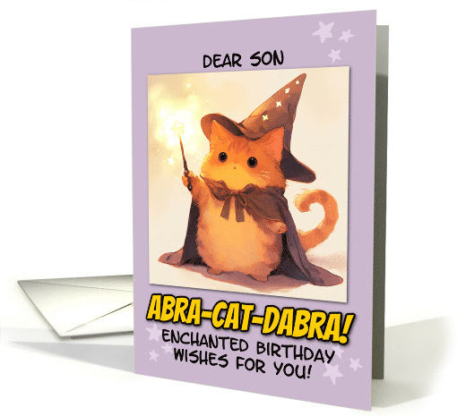 Son Happy Birthday Kawaii Wizard Magical Ginger Cat card (1872976)