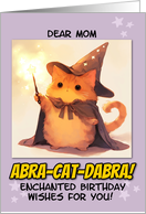 Mom Happy Birthday Kawaii Wizard Magical Ginger Cat card