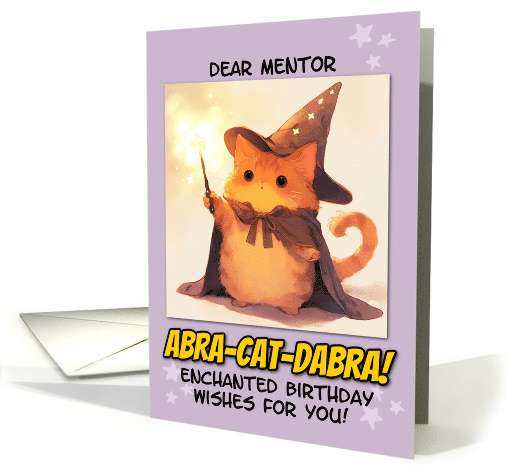 Mentor Happy Birthday Kawaii Wizard Magical Ginger Cat card (1873028)