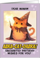 Mamaw Happy Birthday Kawaii Wizard Magical Ginger Cat card