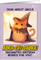 Great Uncle Happy Birthday Kawaii Wizard Magical Ginger Cat card