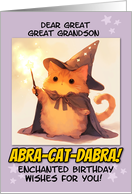 Great Great Grandson Happy Birthday Kawaii Wizard Magical Ginger Cat card