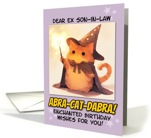 Ex Son in Law Happy Birthday Kawaii Wizard Magical Ginger Cat card