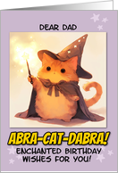 Dad Happy Birthday Kawaii Wizard Magical Ginger Cat card