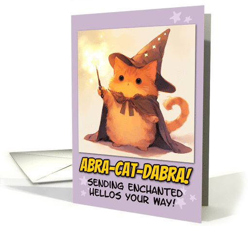 Hello Kawaii Wizard Magical Ginger Cat card (1873288)