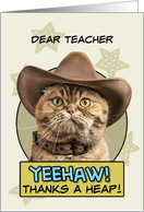Teacher Thanks a Heap exotic Shorthair Cat Cowboy card