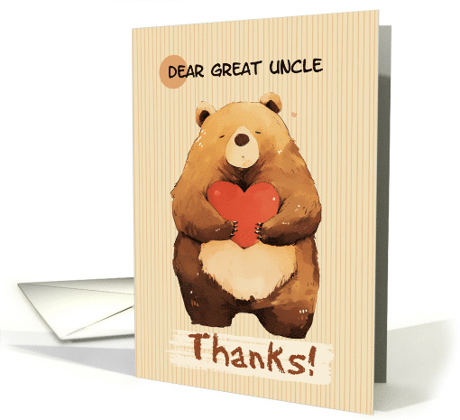 Great Uncle Thanks Cute Cartoon Bear with Heart card (1875436)