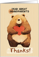 Great Grandparents Thanks Cute Cartoon Bear with Heart card