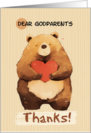 Godparents Thanks Cute Cartoon Bear with Heart card