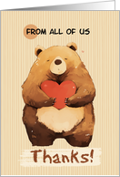 From Group Thanks Cute Cartoon Bear with Heart card