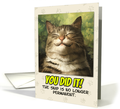 Congrats Vasectomy Reversal Cute Cartoon Grinning Cat card (1875662)