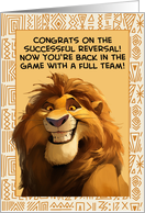 Congrats Vasectomy Reversal Cute Smiling Cartoon Lion card