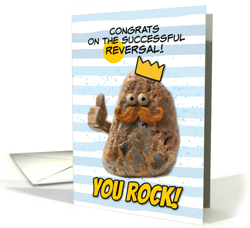 Congrats Vasectomy Reversal Cute Rock with Crown and Moustache card