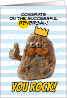Congrats Vasectomy Reversal Cute Rock with Crown and Moustache card