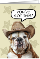 Good Luck Vasectomy Reversal Cute English Bulldog with Cowboy Hat card