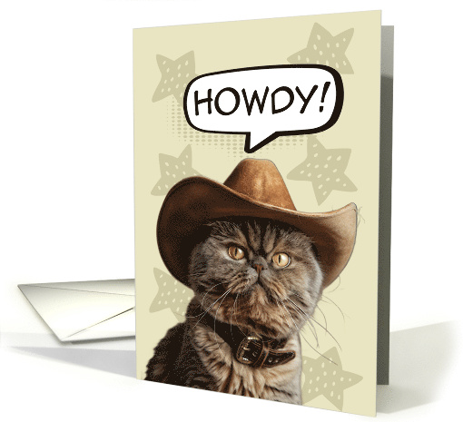 Hi Hello Cute Exotic Shorthair Cat with Cowboy Hat card (1875756)