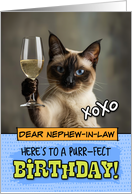 Nephew in Law Happy Birthday Siamese Cat Champagne Toast card