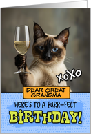 Great Grandma Happy Birthday Siamese Cat Champagne Toast card
