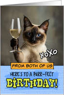 From Couple Happy Birthday Siamese Cat Champagne Toast card