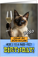 Ex Son in Law Happy Birthday Siamese Cat Champagne Toast card