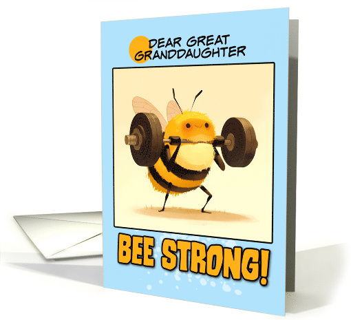 Great Granddaughter Bee Strong Cartoon Bee with Barbell... (1878272)