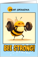 Grandma Bee Strong Cartoon Bee with Barbell Encouragement card
