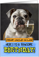 Uncle in Law Happy Birthday English Bulldog Champagne Toast card