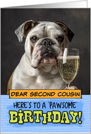 Second Cousin Happy Birthday English Bulldog Champagne Toast card