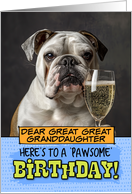 Great Great Granddaughter Happy Birthday Bulldog Champagne Toast card