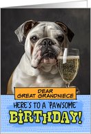 Great Grandniece Happy Birthday English Bulldog Champagne Toast card