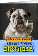 Colleague Happy Birthday English Bulldog Champagne Toast card
