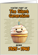 Happy Birthday Silent Generation Cupcake with Candle card