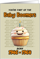 Happy Birthday Baby Boomer Cupcake with Candle card