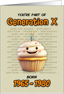 Happy Birthday Generation X Cupcake with Candle card