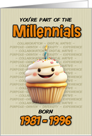 Happy Birthday Millennial Cupcake with Candle card