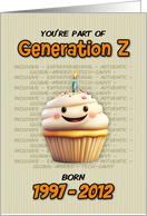 Happy Birthday Generation Z Cupcake with Candle card