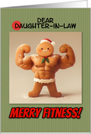 Daughter in Law Merry Fitness Well Defined Gingerbread Man Cookie card